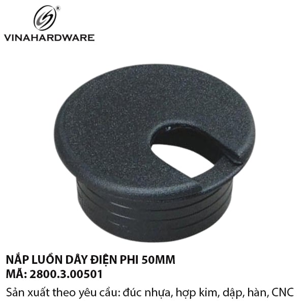 Bộ nắp luồn dây điện nhựa màu đen 50mm Mã 2800.3.00501