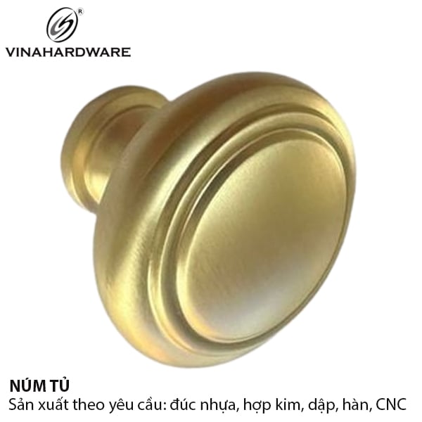 Núm tay nắm tủ hợp kim, màu vàng Vinahardware - 1306.4.09227