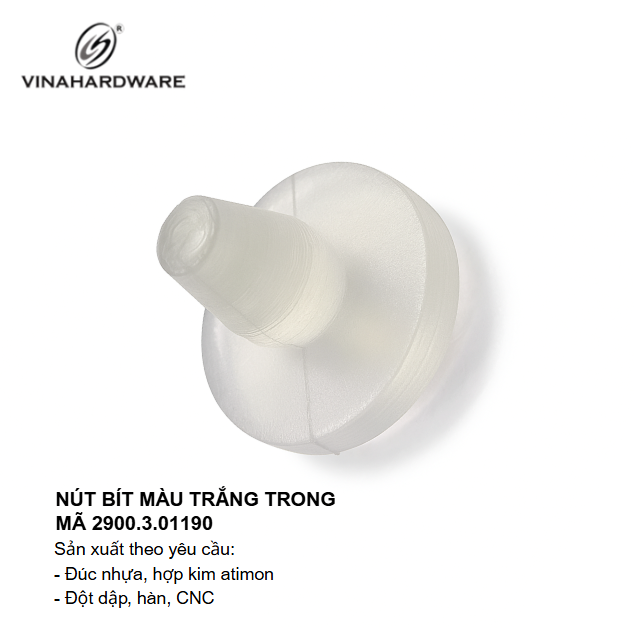 Nút bít màu trắng trong  phi 16 Vinahardware - Mã 2900.3.01190