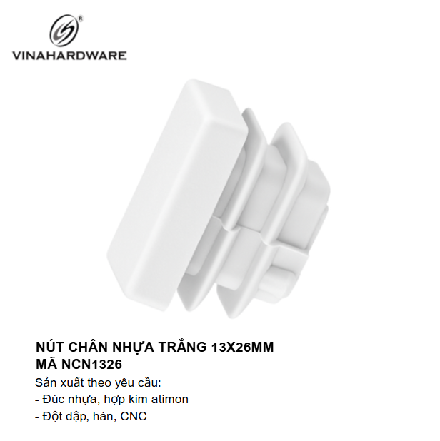 Nút chân nhựa, màu trắng Vinahardware - Mã NCN1326