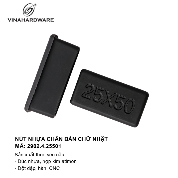 Nút Nhựa Chân Bàn Chữ Nhật Vinahardware