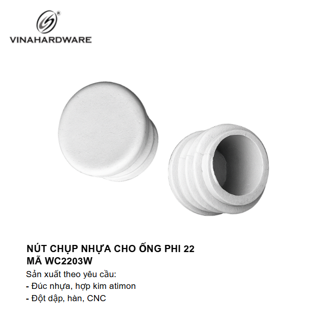 Nút chụp nhựa ống phi 22 Vinahardware - Mã 2900.3.00224