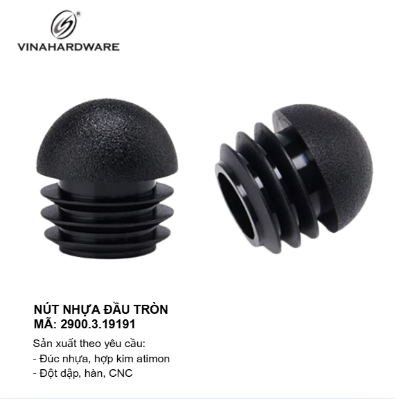 Nút nhựa tròn phi 19, đầu trứng đế 19mm - VNH192010 (Kg)