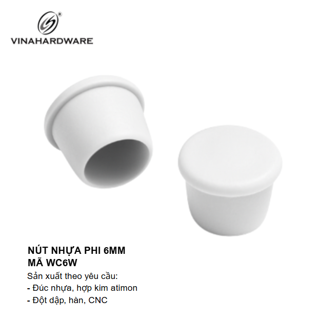 Nút nhựa phi 16mm gân thẳng Vinahardware - Mã WC6W