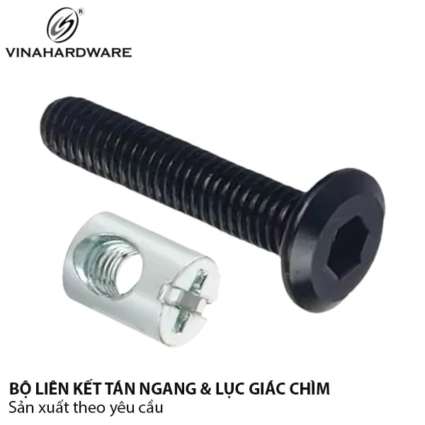 Bộ ốc liên kết (Tán ngang M6x15 HDSB302 + Bulong lục giác chìm M6x60mm HDSB501) Vinahardware - HDSB589- VNH615660B