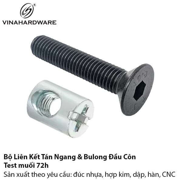 Bộ ốc liên kết Vinahardware (Tán ngang HDSB302 + Bulong đầu côn), màu đen - 8130.0.06502