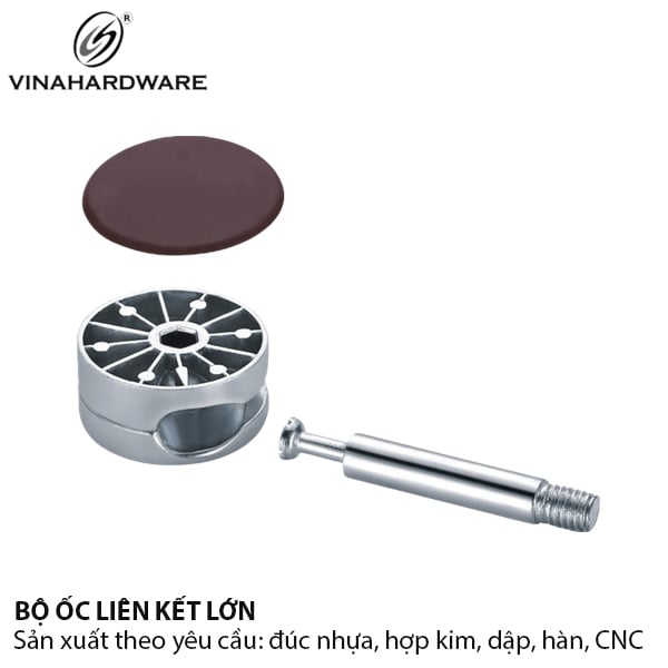 Bộ ốc liên kết loại lớn cam 35 Vinahardware cốt 8x76mm 8130.2.01358
