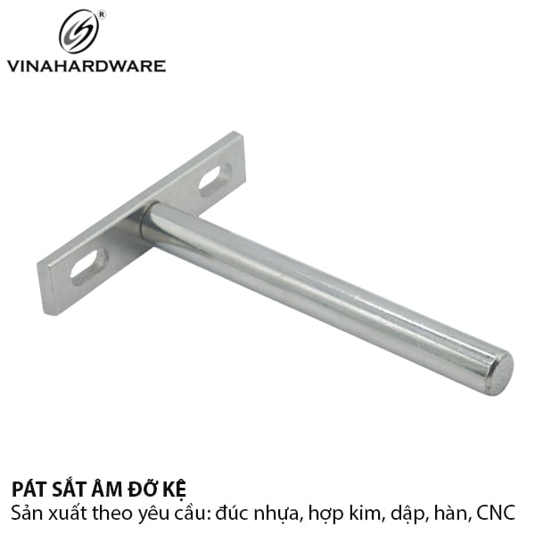 Pát sắt âm đỡ kệ Vinahardware, màu nikel 10x75mm 1608.1.00219