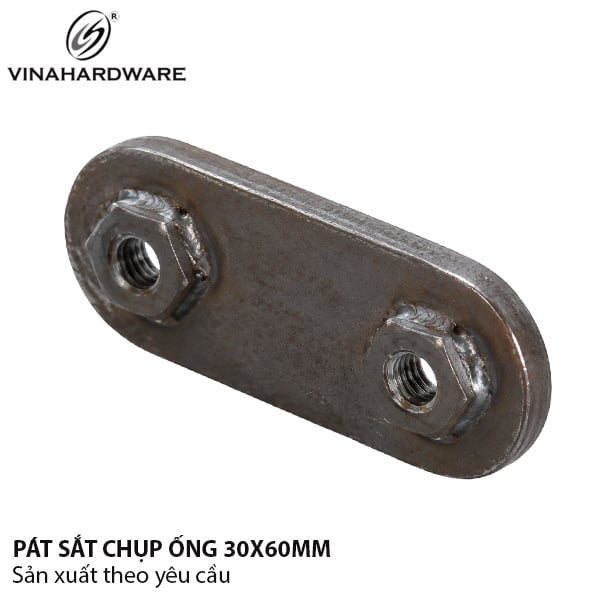 Pát sắt chụp đầu ống liên kết ống chân bàn văn phòng oval 30x60mm 1608.1.25027