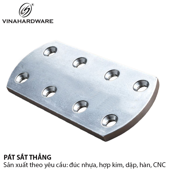 Pat (Bas) sắt 8 lỗ Vinahardware kích thước 100x45x2mm, màu trắng - 1608.4.04524