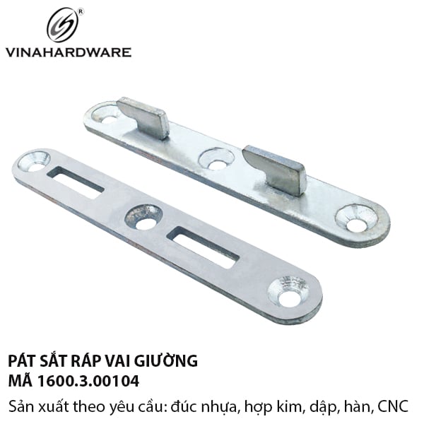 Pát sắt giường màu trắng kẽm 128x17x4mm - Mã 1600.3.00104