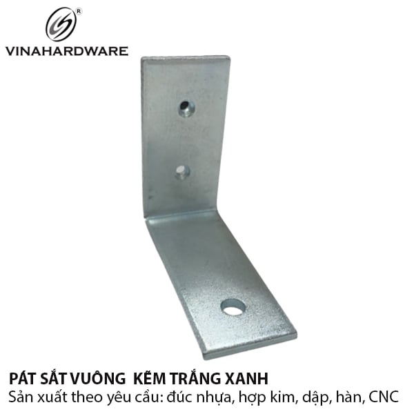 Pat ( Bas) sắt chữ L Vinahardware kích thước 100x80x5mm xi kẽm trắng xanh - 1608.1.08054
