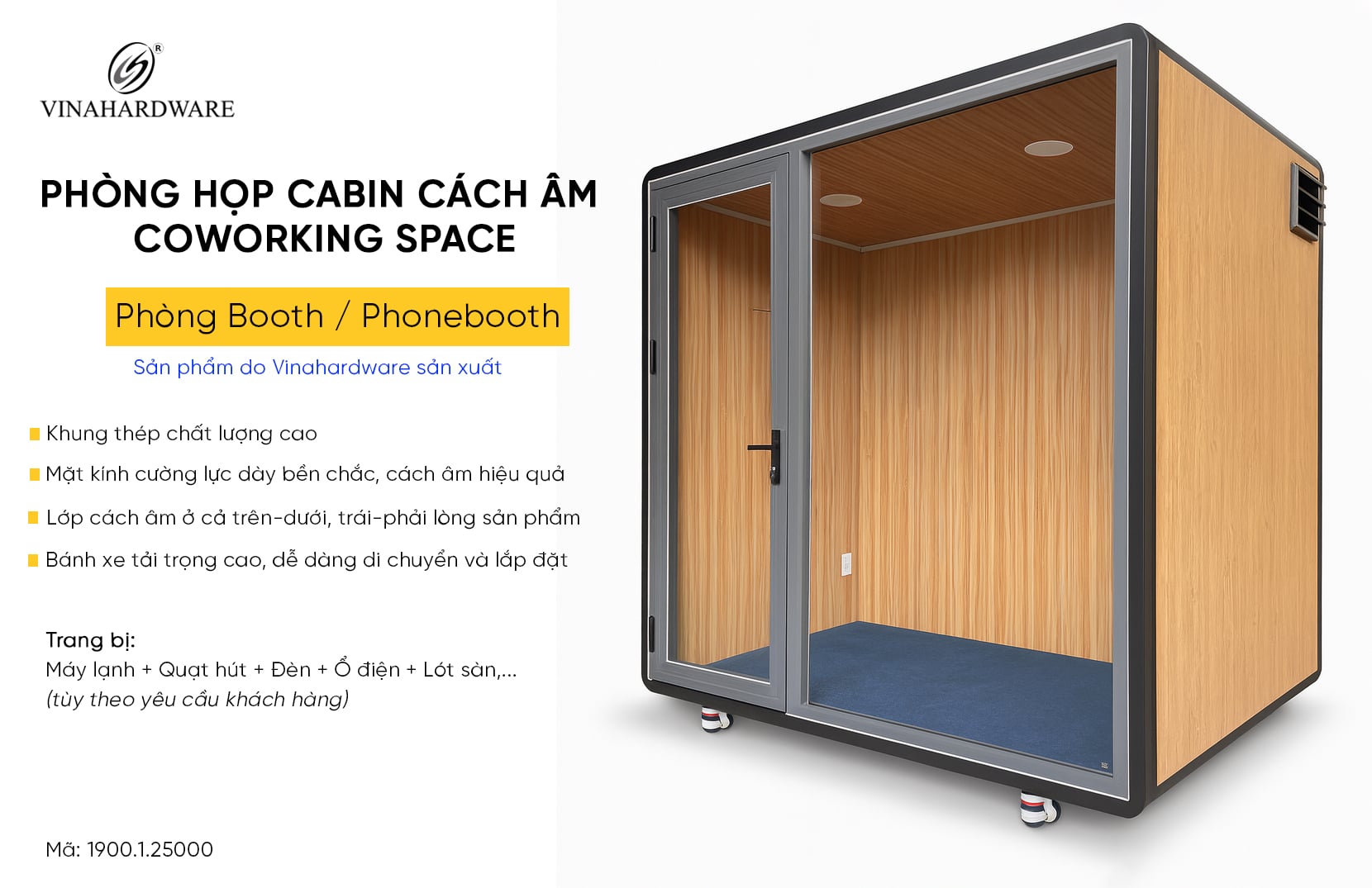 Phòng Họp Tiêu Âm Cá Nhân Phone Booth Vinahardware – Mã 1900.1.13330