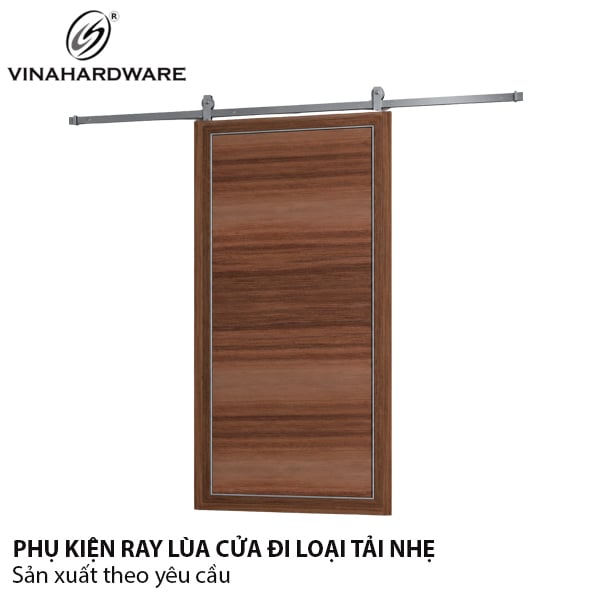 Bộ ray cửa lùa bánh xe phi 60 Vinahardware, màu trắng bạc - 3500.1.25004