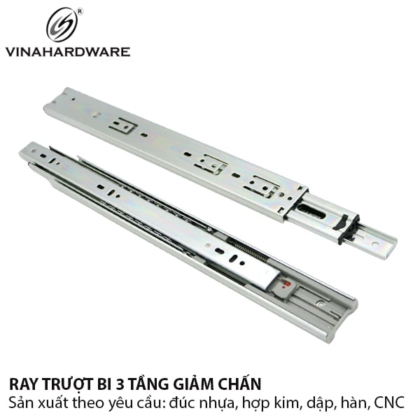 Ray trượt bi 3 tầng giảm chấn bản 45 màu trắng - 1130.4.03250