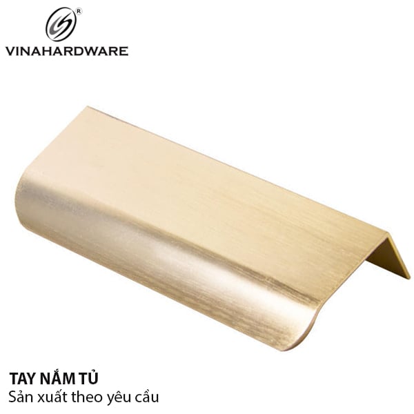 Tay nắm âm nhôm đầu bầu màu vàng xước Vinahardware - HD05V800