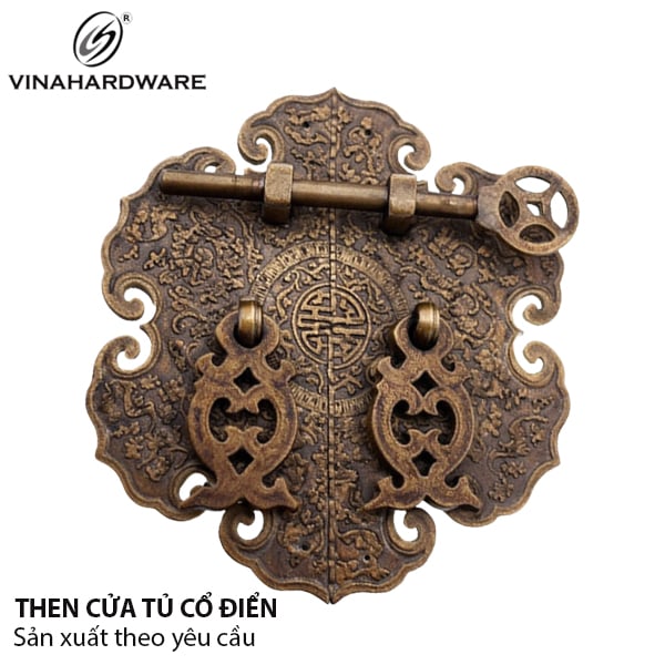 Khóa cửa tủ đồng thau cổ điển Vinahardware CBL7434