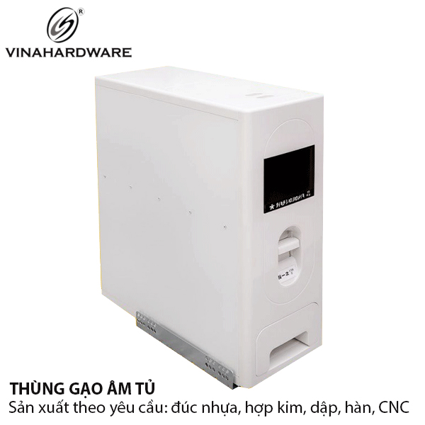 Thùng gạo âm tủ 16kg Vinahardware ray âm giảm chấn 4200.4.97250