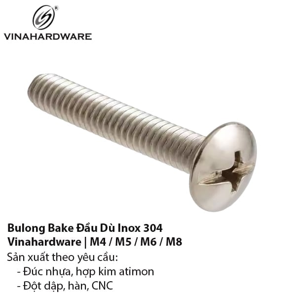 Bulong đầu dù tay nắm M6 Vinahardware, inox 304 - PCS615IN