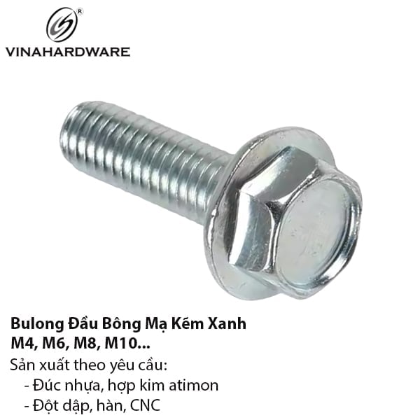 Bulong đầu bông Vinahardware loại M6, màu trắng - BHO630Z1