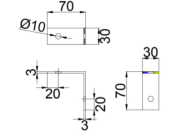 Pat ( Bas) 70x70x30x3mm, lỗ 10, sơn đen ED -VNH002808