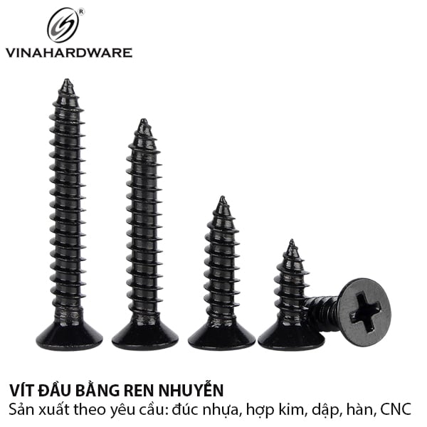 Vít đầu bằng răng nhuyễn M6 Vinahardware, màu đen - ZS660B