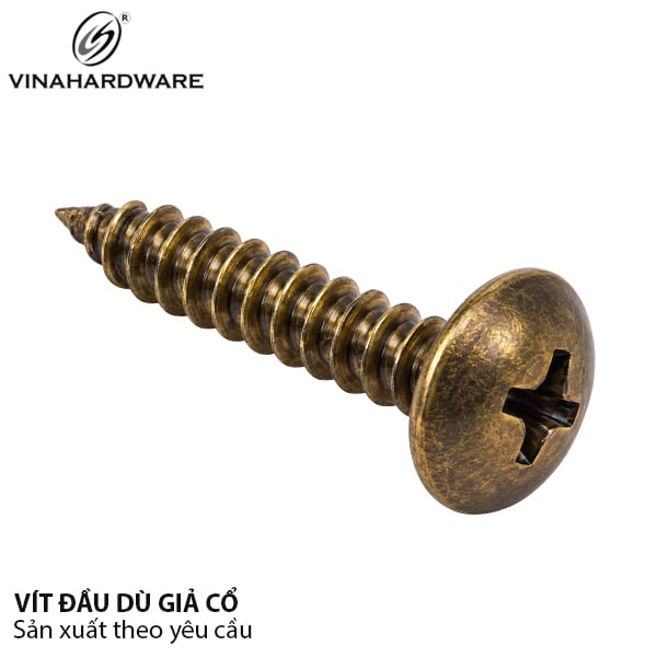 Vít gỗ đầu dù răng nhuyễn m3, màu vàng đồng - SC330Y