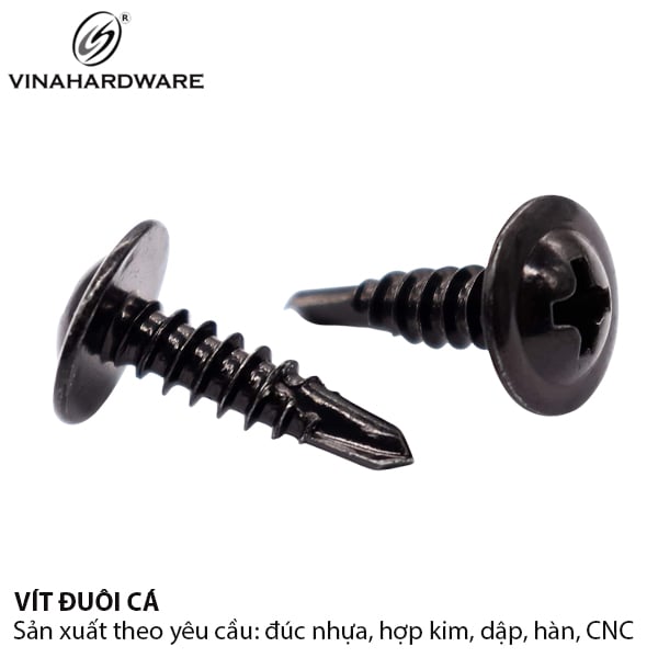 Vít khoan sắt M4 Vinahardware, đầu dù đuôi cá, màu đen - HDSB464-SC2413B