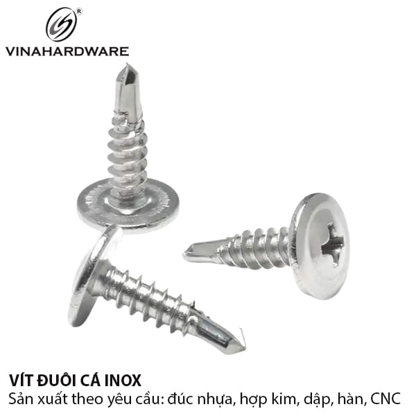 Vít khoan sắt M4 đầu dù Vinahardware, đuôi cá, inox 410 - SC420I410