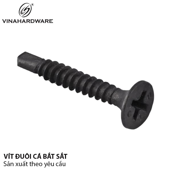 Vít khoan sắt M4, đầu bằng đuôi cá, màu đen - SC2430B