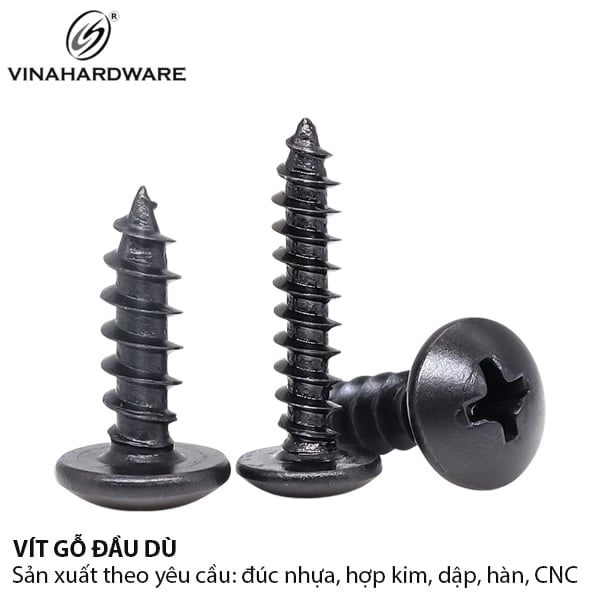 Vít gỗ đầu dù răng nhuyễn M5, màu đen - SC550B