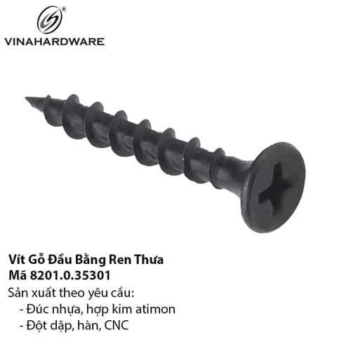 Vít gỗ đầu bằng răng thưa M4 Vinahardware - Mã 8201.0.04121