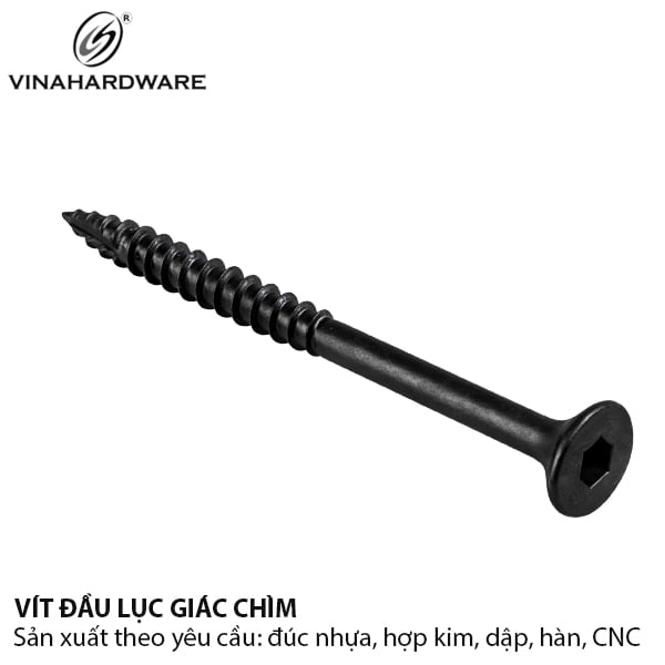 Vít gỗ lục giác chìm M6, màu đen Vinahardware - 8206.0.06501