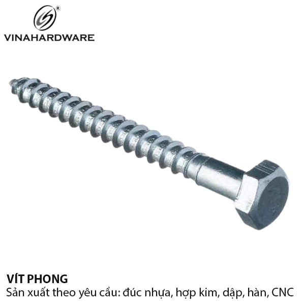 Vít phong M8 đầu lục giác ngoài Vinahardware, xi crom 3+ -ZP8100CR