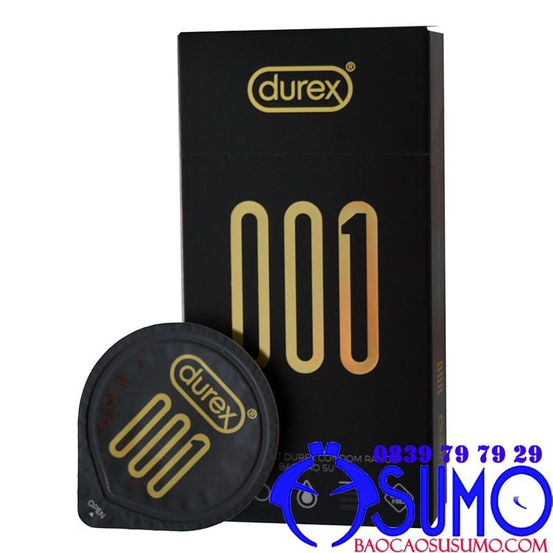 Bao cao su Durex 001 siêu mỏng chính hãng, hộp 3 chiếc, mới nhất hiện nay