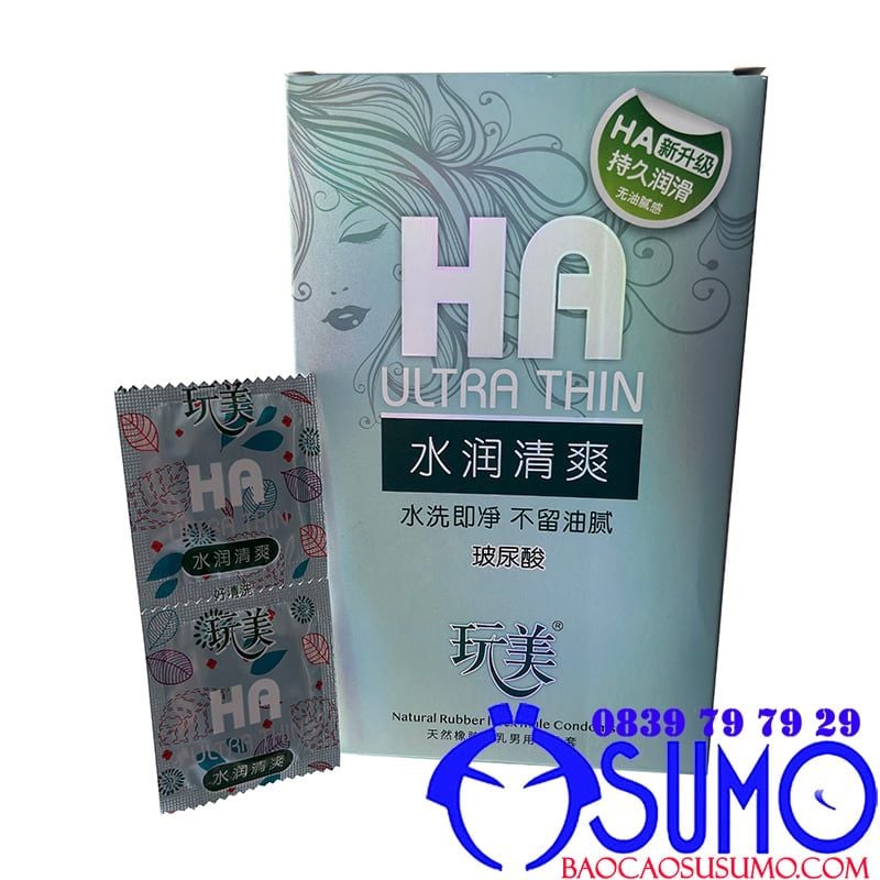 Bao cao su HA Ultra thin siêu mỏng trơn truyền thống hộp 100 chiếc