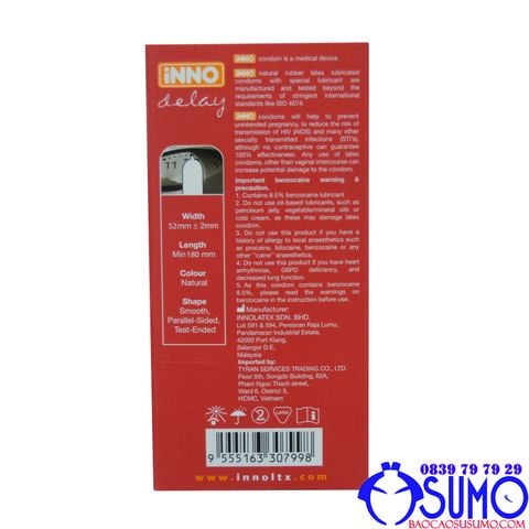 Bao cao su Inno delay chinh hang keo dai thoi gian chong xuat tinh som cho nam 