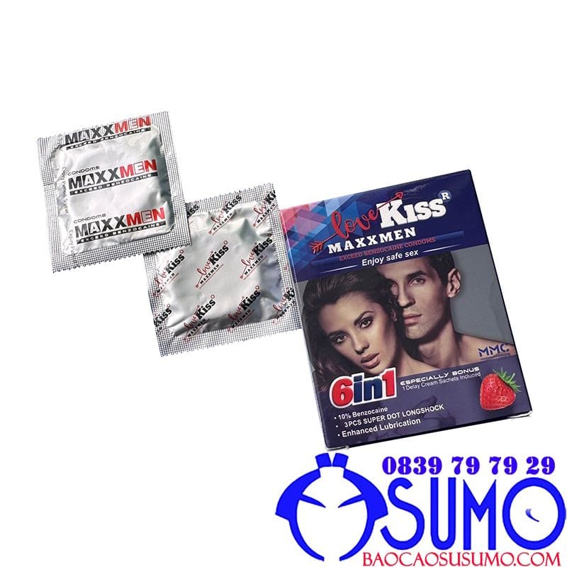 Bao cao su Maxxmen 6in1 gân gai nhám kéo dài thời gian chống xuất tinh sớm hộp 3 cái