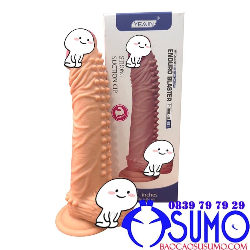 Dương vật giả Yeain Enduro Blaster 9.5inch siêu to màu da có gai và đế hít không rung dành cho nữ