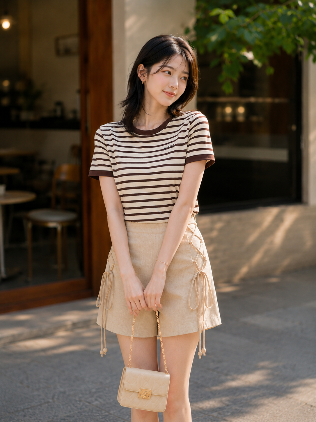 Quần ngắn form A thắt dây xỏ hạt