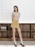  Váy mini kaki phối chỉ màu tương phản 