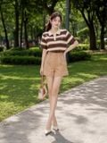  Quần ngắn cạp cao phối ren viền 