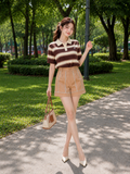 Quần ngắn cạp cao phối ren viền 