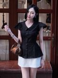  Áo xô thêu dáng peplum 