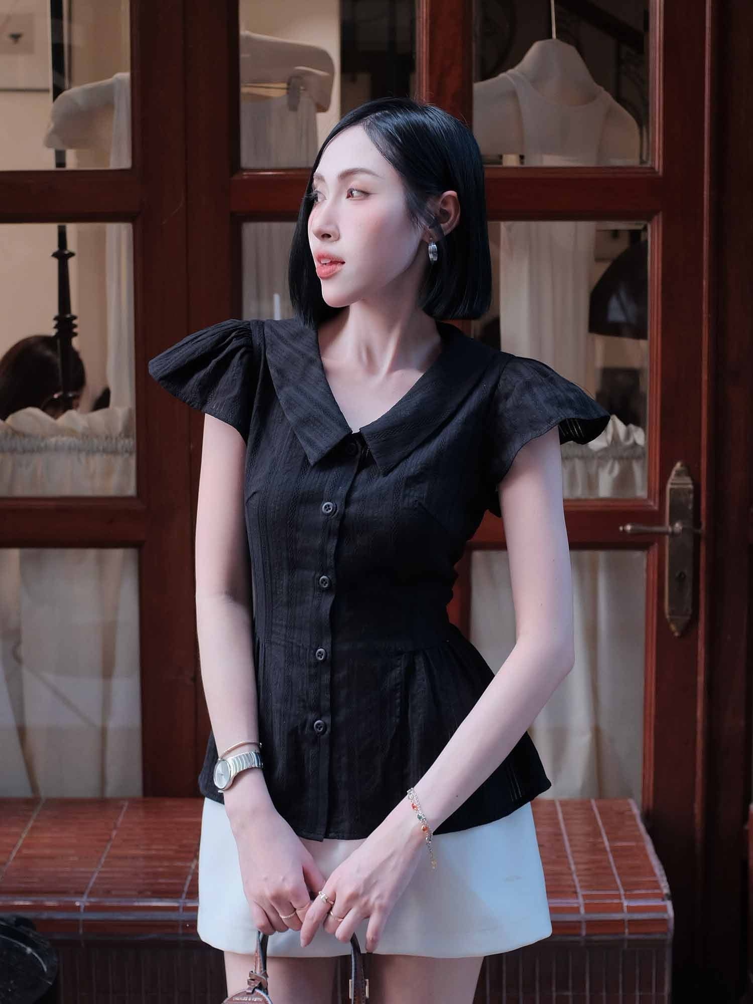  Áo xô thêu dáng peplum 