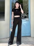  Quần dài thun ống loe 2 sọc 
