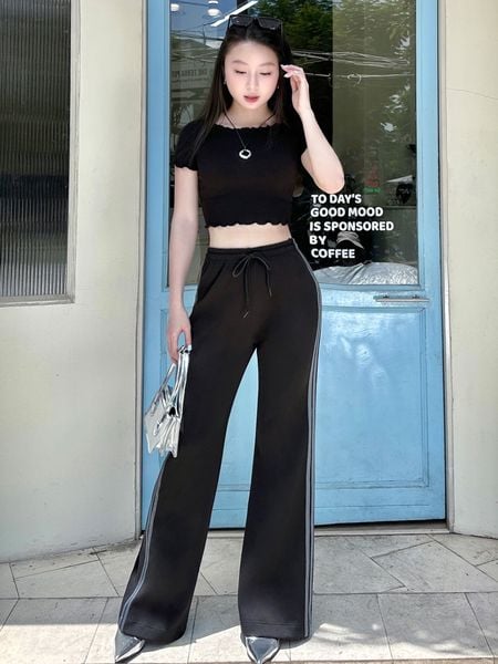  Quần dài thun ống loe 2 sọc 