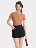  Quần short linen túi xéo nhấn li trước 