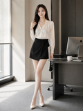  Chân váy skort mini vạt chéo xoắn eo 