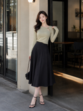  Váy midi xếp ly xòe 